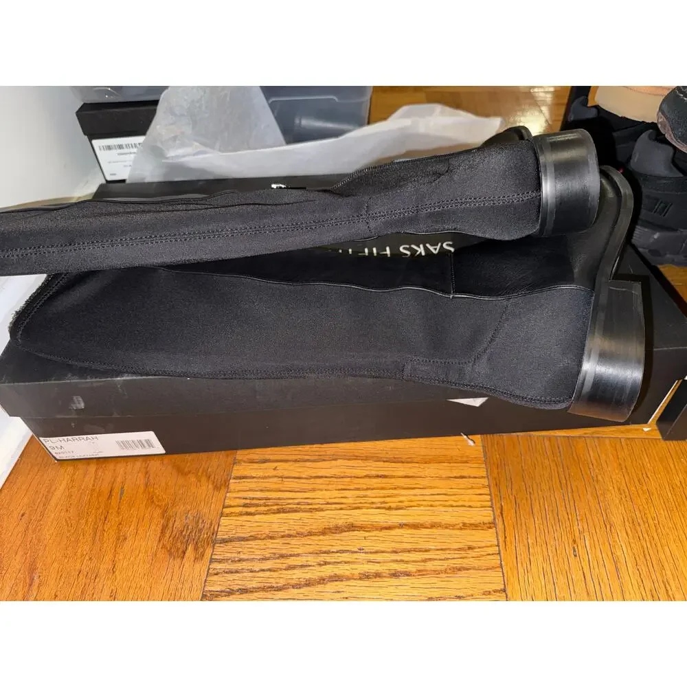 Saks Fifth Avenue Harrah Black Leather Boot size 9- NWT!!